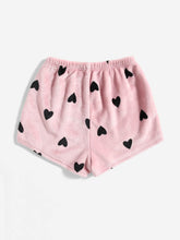 Shorts de dormir con estampado de corazón de franela